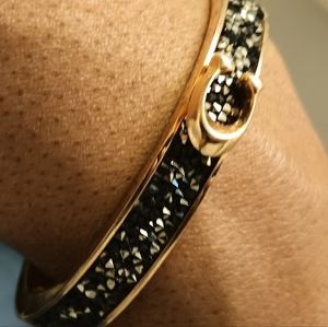 Coach C Brand Rose Gold black crystal Hinge Bracelet
